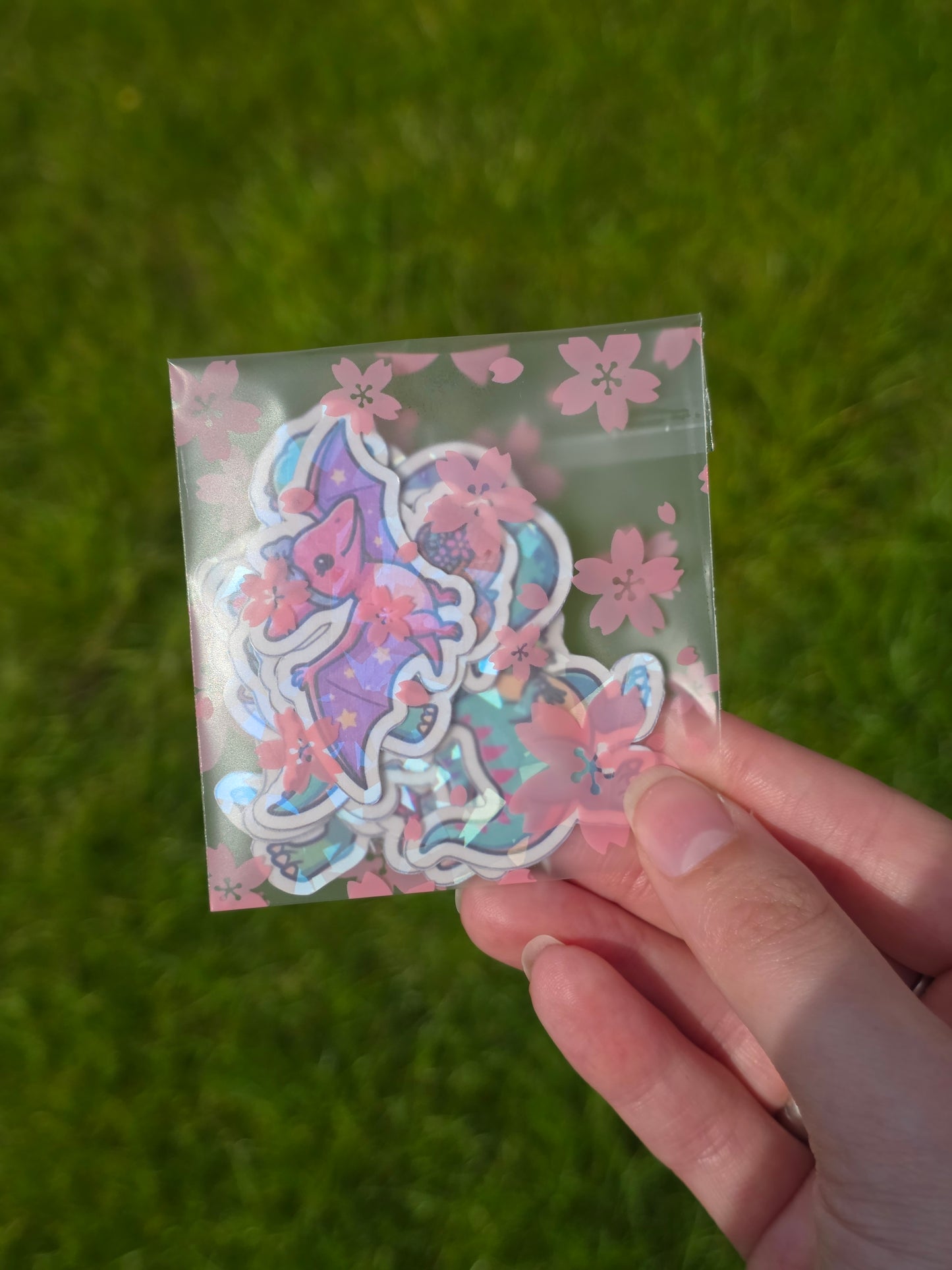 Holographic Pastel Girl Dino Sticker Packs - Durable, waterproof Vinyl