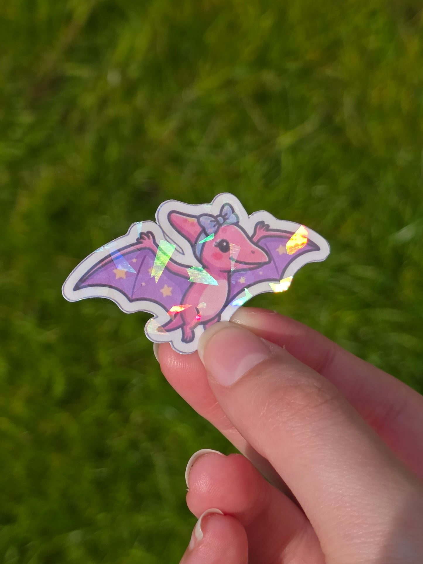 Holographic Pastel Girl Dino Sticker Packs - Durable, waterproof Vinyl