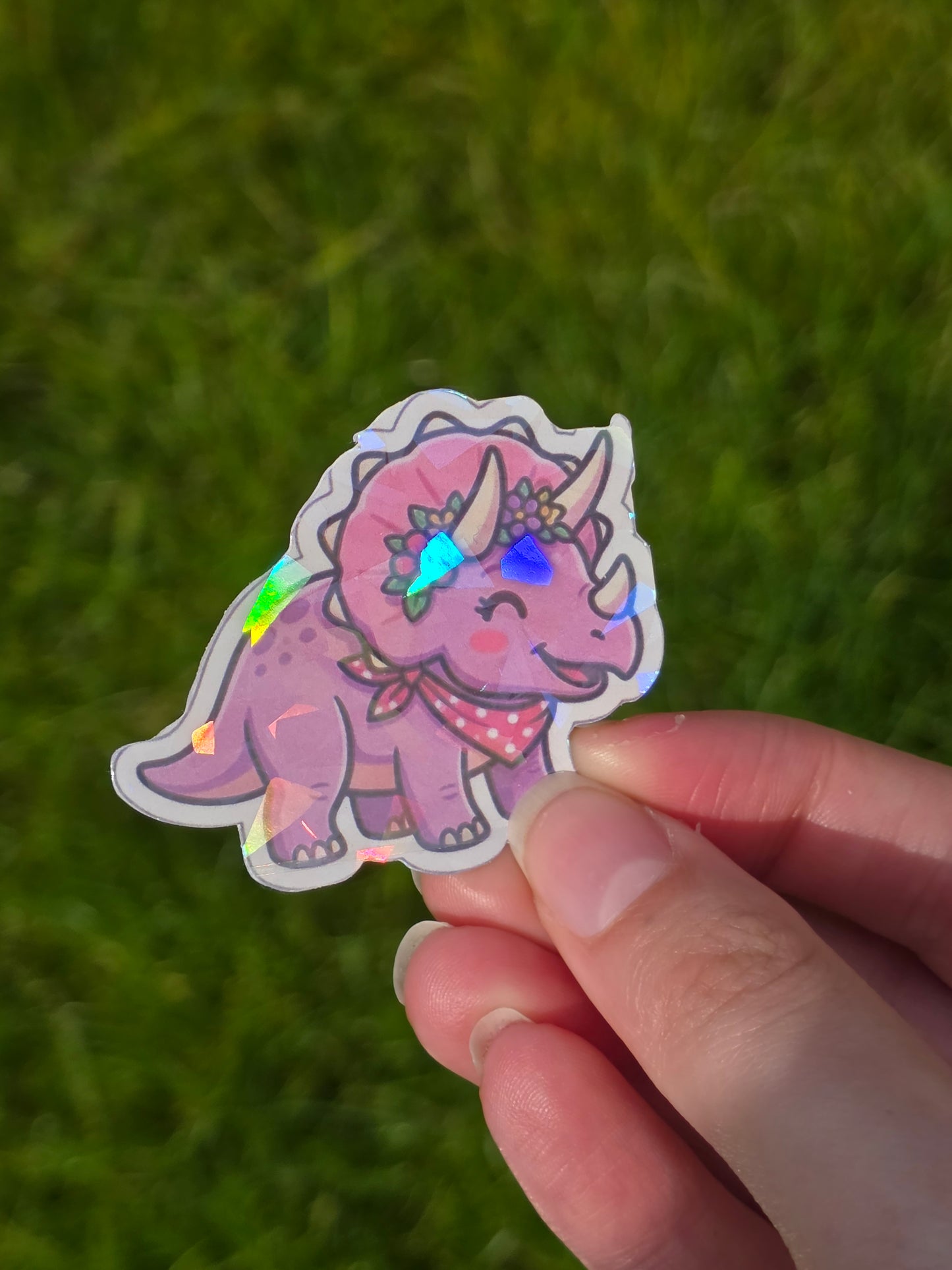 Holographic Pastel Girl Dino Sticker Packs - Durable, waterproof Vinyl