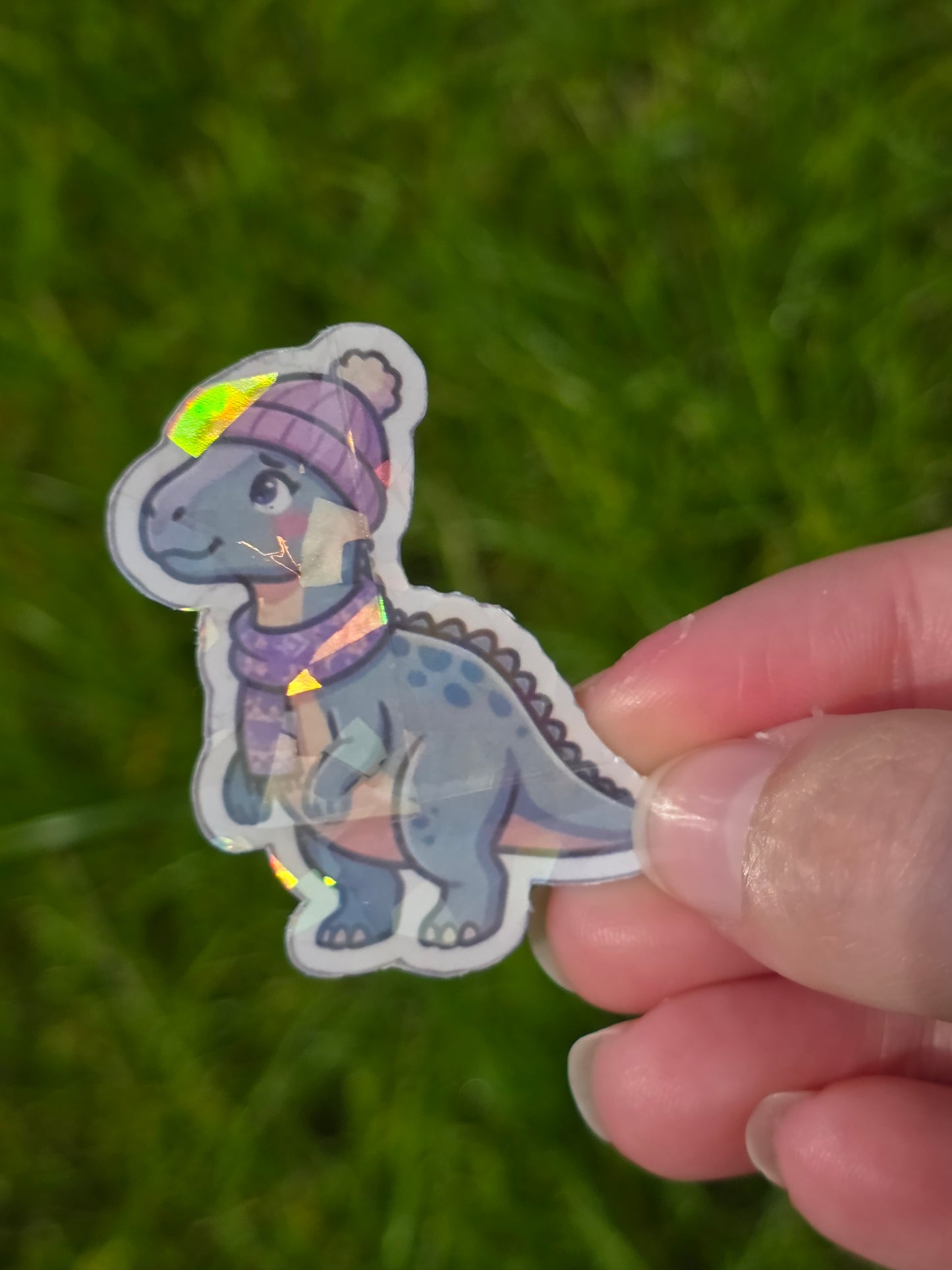 Holographic Pastel Girl Dino Sticker Packs - Durable, waterproof Vinyl