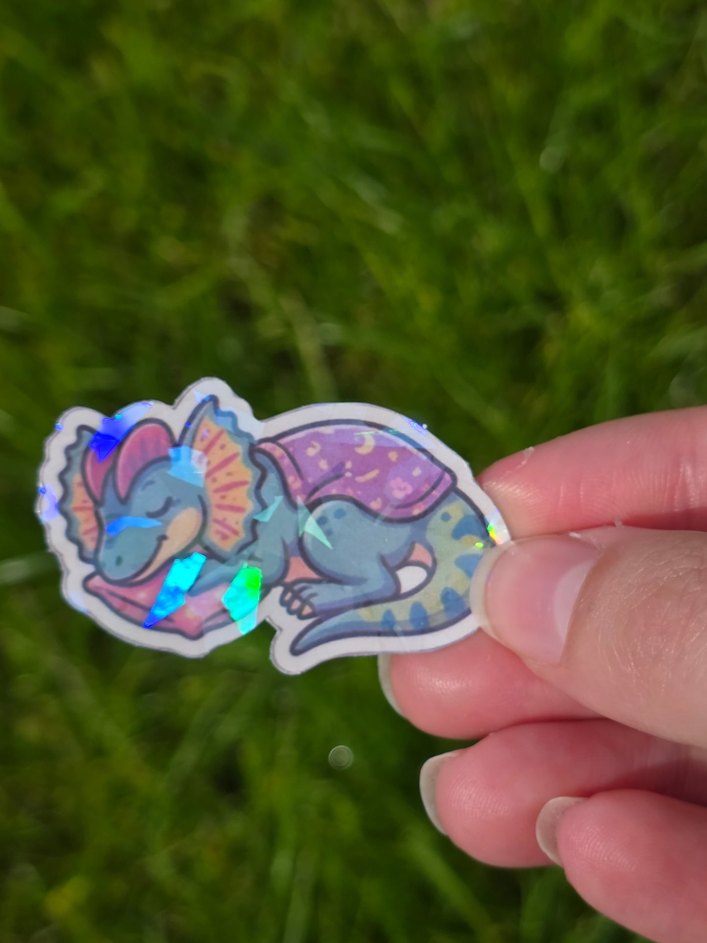 Holographic Pastel Girl Dino Sticker Packs - Durable, waterproof Vinyl