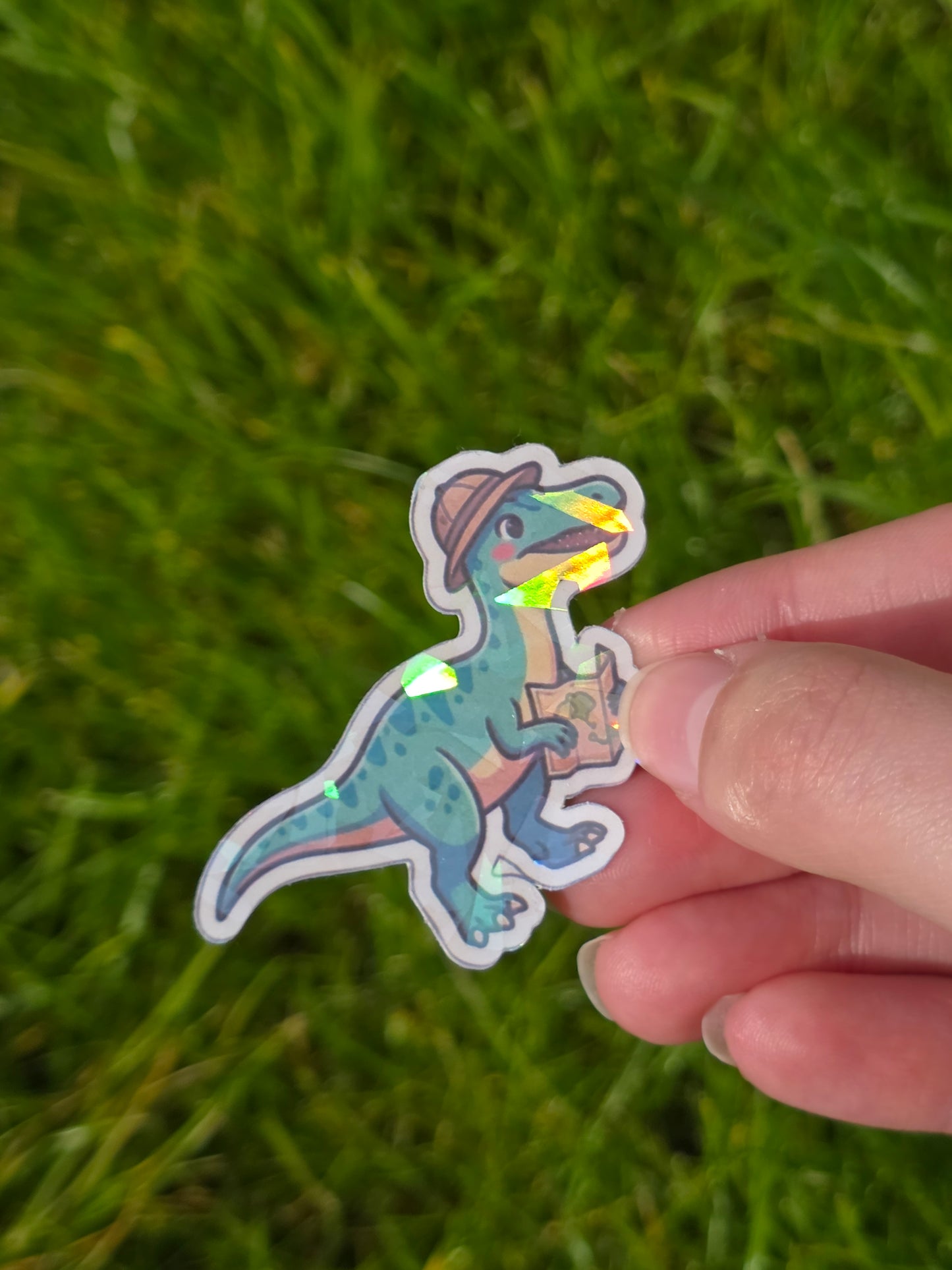 Holographic Pastel Girl Dino Sticker Packs - Durable, waterproof Vinyl