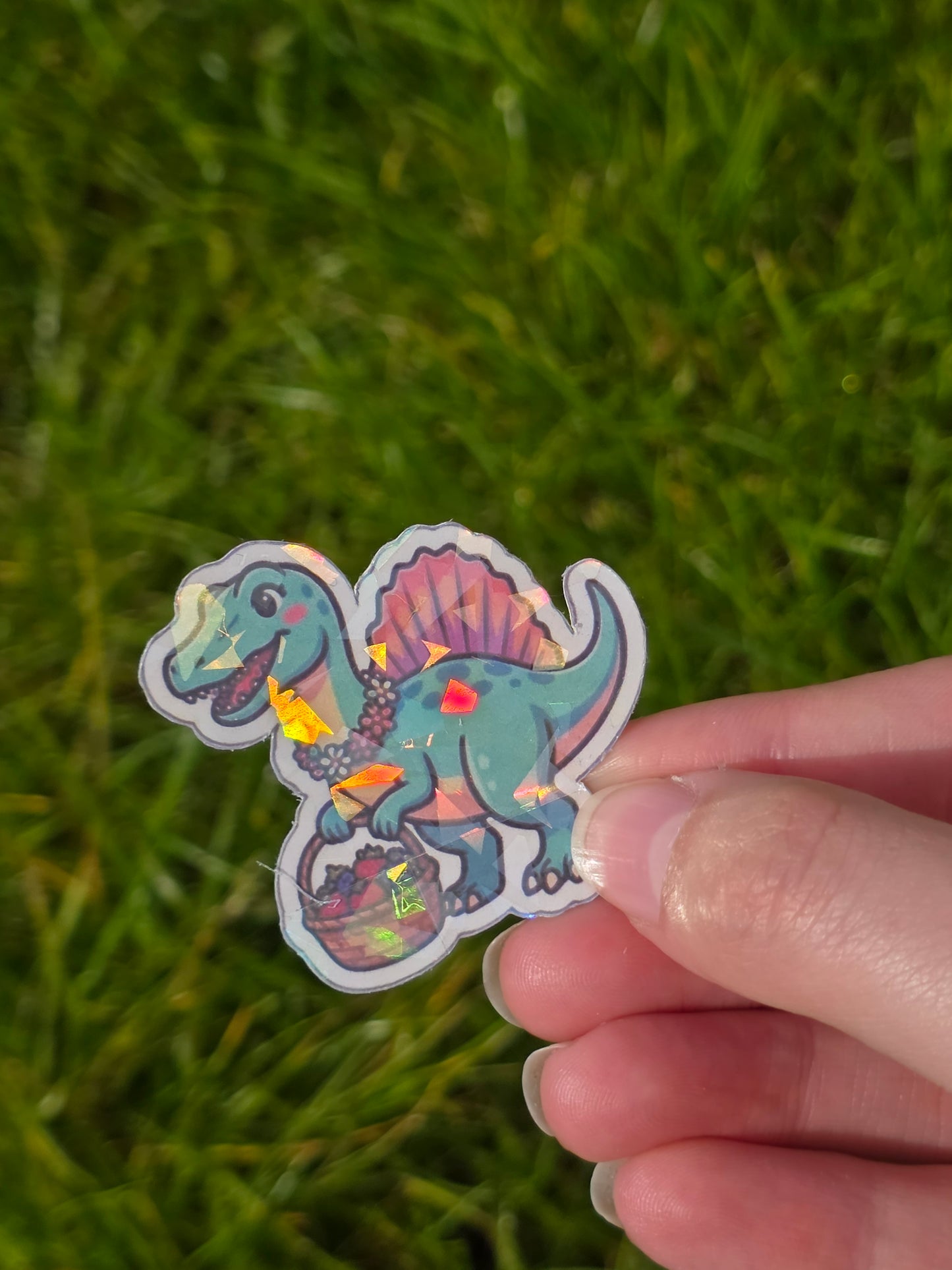 Holographic Pastel Girl Dino Sticker Packs - Durable, waterproof Vinyl