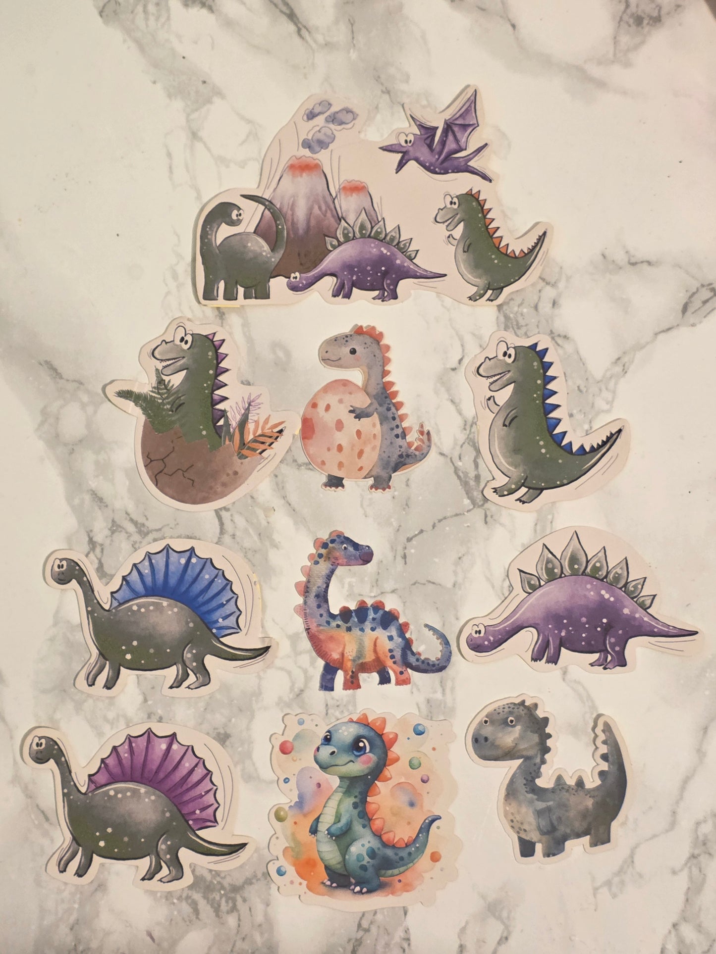 Large Watercolour Dino Sticker Pack – Premium 10-Piece Vinyl Bundle